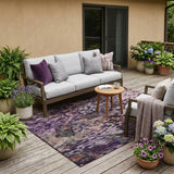 5' X 8' Plum And Purple Abstract Washable Indoor Outdoor Area Rug