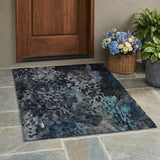 3' X 5' Pewter And Gray Abstract Washable Indoor Outdoor Area Rug
