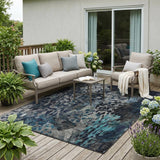 5' X 8' Pewter And Gray Abstract Washable Indoor Outdoor Area Rug