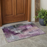 3' X 5' Eggplant And Purple Abstract Washable Indoor Outdoor Area Rug