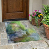 3' X 5' Green And Lime Green Abstract Washable Indoor Outdoor Area Rug