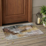 3' X 5' Granite Gray And Gray Abstract Washable Indoor Outdoor Area Rug