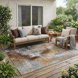 5' X 8' Granite Gray And Gray Abstract Washable Indoor Outdoor Area Rug