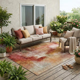 5' X 8' Orange And Copper Abstract Washable Indoor Outdoor Area Rug