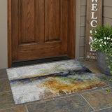 3' X 5' Copper And Orange Abstract Washable Indoor Outdoor Area Rug