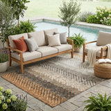 5' X 8' Orange And Beige Striped Washable Indoor Outdoor Area Rug