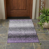 3' X 5' Plum And Purple Striped Washable Indoor Outdoor Area Rug