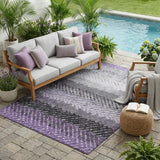 5' X 8' Plum And Purple Striped Washable Indoor Outdoor Area Rug