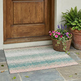 3' X 5' Turquoise And Teal Blue Striped Washable Indoor Outdoor Area Rug