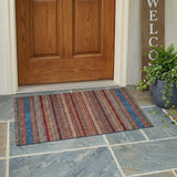 3' X 5' Orange And Burgundy Striped Washable Indoor Outdoor Area Rug