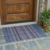3' X 5' Purple And Plum Striped Washable Indoor Outdoor Area Rug