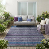 5' X 8' Purple And Plum Striped Washable Indoor Outdoor Area Rug