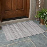 3' X 5' Beige And Brown Striped Washable Indoor Outdoor Area Rug