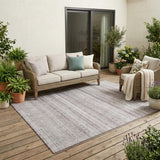 5' X 8' Beige And Brown Striped Washable Indoor Outdoor Area Rug