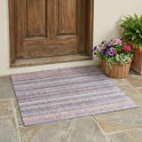 3' X 5' Mauve And Pink Striped Washable Indoor Outdoor Area Rug