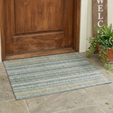 3' X 5' Mint Green And Green Striped Washable Indoor Outdoor Area Rug