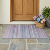 3' X 5' Pink And Lavender Striped Washable Indoor Outdoor Area Rug