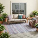 5' X 8' Pink And Lavender Striped Washable Indoor Outdoor Area Rug
