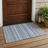 3' X 5' Sky Blue And Blue Striped Washable Indoor Outdoor Area Rug