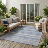 5' X 8' Sky Blue And Blue Striped Washable Indoor Outdoor Area Rug