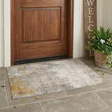 3' X 5' Beige And Brown Abstract Washable Indoor Outdoor Area Rug