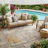 5' X 8' Beige And Brown Abstract Washable Indoor Outdoor Area Rug
