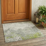 3' X 5' Green And Beige Abstract Washable Indoor Outdoor Area Rug