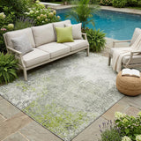 5' X 8' Green And Beige Abstract Washable Indoor Outdoor Area Rug