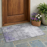 3' X 5' Purple And Pewter Abstract Washable Indoor Outdoor Area Rug