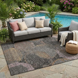 5' X 8' Chocolate And Brown Geometric Washable Indoor Outdoor Area Rug