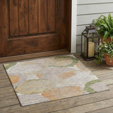 3' X 5' Ivory And Pewter Geometric Washable Indoor Outdoor Area Rug