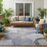 5' X 8' Plum And Purple Geometric Washable Indoor Outdoor Area Rug