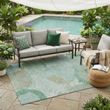 5' X 8' Teal Blue And Blue Geometric Washable Indoor Outdoor Area Rug