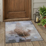 3' X 5' Chocolate And Brown Botanical Leaves Washable Indoor Outdoor Area Rug