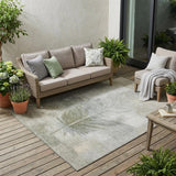 5' X 8' Khaki And Brown Botanical Leaves Washable Indoor Outdoor Area Rug