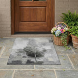 3' X 5' Pewter And Gray Botanical Leaves Washable Indoor Outdoor Area Rug