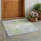 3' X 5' Mint Green And Green Geometric Washable Indoor Outdoor Area Rug