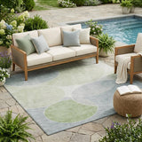 5' X 8' Mint Green And Green Geometric Washable Indoor Outdoor Area Rug