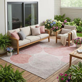 5' X 8' Pink And Pewter Geometric Washable Indoor Outdoor Area Rug