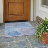 3' X 5' Sky Blue And Blue Geometric Washable Indoor Outdoor Area Rug