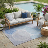 5' X 8' Sky Blue And Blue Geometric Washable Indoor Outdoor Area Rug