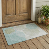 3' X 5' Turquoise And Teal Blue Geometric Washable Indoor Outdoor Area Rug
