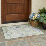 3' X 5' Green And Silver Paisley Washable Indoor Outdoor Area Rug