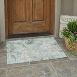 3' X 5' Aqua And Teal Blue Paisley Washable Indoor Outdoor Area Rug
