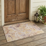 3' X 5' Copper And Orange Paisley Washable Indoor Outdoor Area Rug