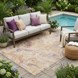 5' X 8' Copper And Orange Paisley Washable Indoor Outdoor Area Rug