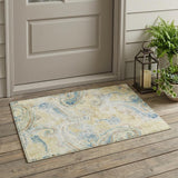 3' X 5' Gold And Mint Green Paisley Washable Indoor Outdoor Area Rug