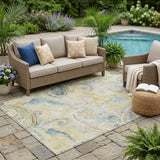 5' X 8' Gold And Mint Green Paisley Washable Indoor Outdoor Area Rug