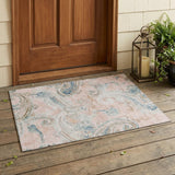 3' X 5' Pink And Silver Paisley Washable Indoor Outdoor Area Rug