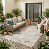 5' X 8' Pink And Silver Paisley Washable Indoor Outdoor Area Rug